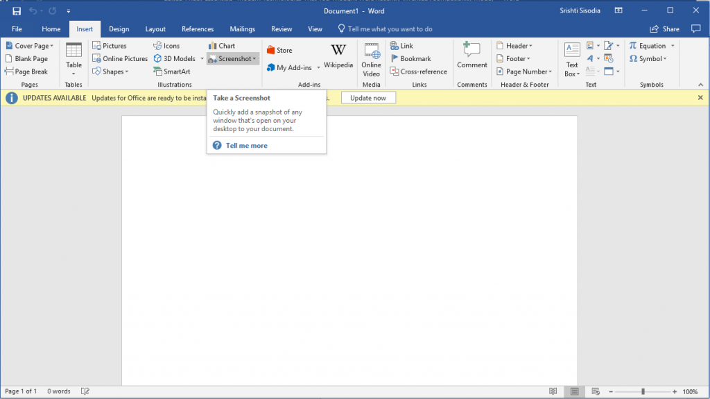 Com utilitzar l'eina de captura de pantalla integrada de MS Office?