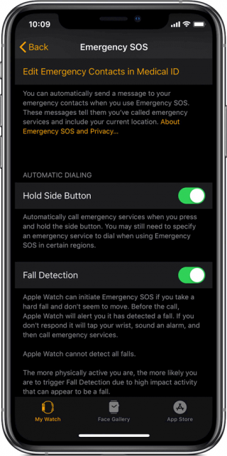 Com activar la detecció de caigudes a Apple Watch SOS