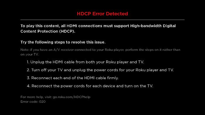 Com solucionar l'error Roku HDCP o una pantalla porpra?