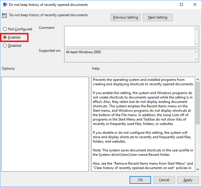 Com desactivar els fitxers recents i les carpetes freqüents a Windows 10