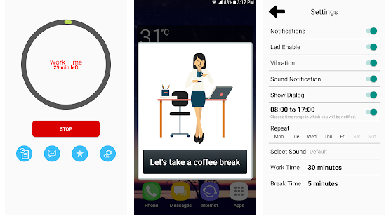 5 aplicacions gratuïtes d'Android que et recorden que has de fer una pausa a la pantalla del mòbil