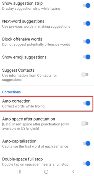 Com desactivar la correcció automàtica a Android