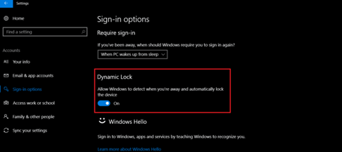 Kā nodrošināt Windows 10 drošību, izmantojot dinamiskās bloķēšanas funkciju