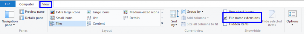 Како да прикажем екстензије датотека у оперативном систему Виндовс 10?