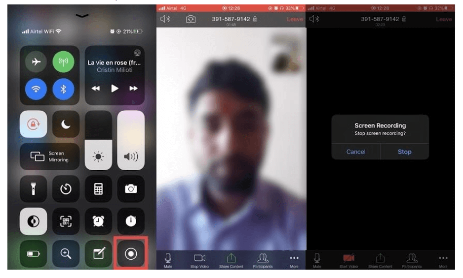 Kā ekrānā ierakstīt tālummaiņas sapulci iPhone tālrunī ar audio 2021