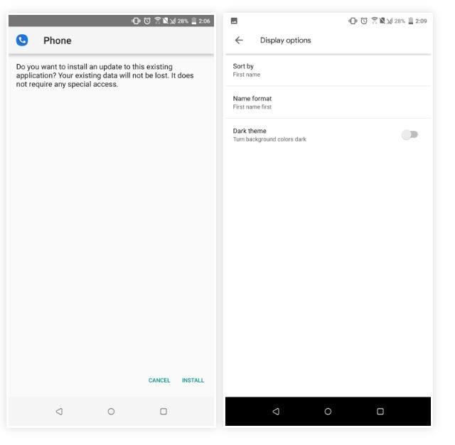 Способи ввімкнути темний режим у програмі Google Phone