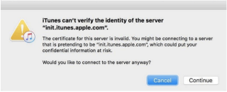 iTunes nevar pārbaudīt servera identitāti (labots)