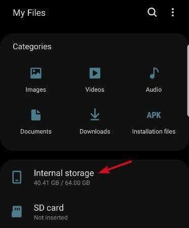 Kaip perkelti failus iš „Android“ saugyklos į vidinę SD kortelę
