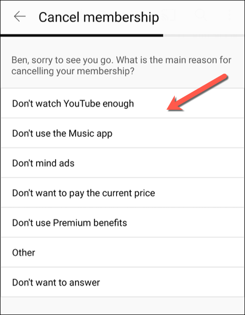 Com cancel·lar o posar en pausa una subscripció a YouTube Premium