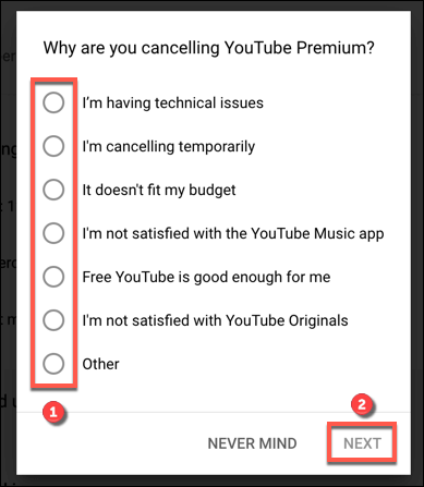 Kuidas YouTube Premiumi tellimust tühistada või peatada