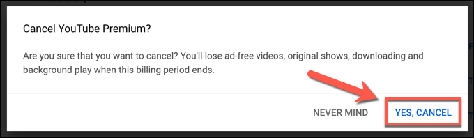 Kuidas YouTube Premiumi tellimust tühistada või peatada