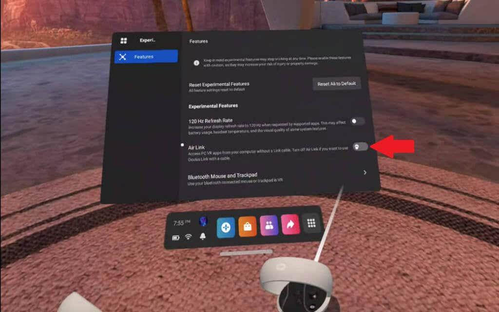 Si të konfiguroni lidhjen ajrore në Oculus Quest 2