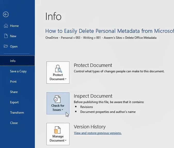 Com esborrar completament les metadades personals dels documents de Microsoft Office