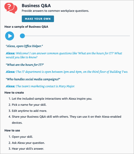 Как да създадете Alexa умения за вашия бизнес или служители