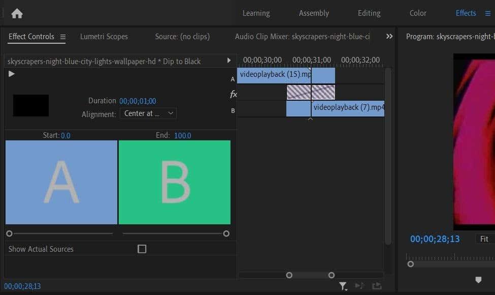 Як додати переходи в Adobe Premiere Pro