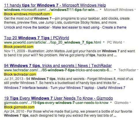 Com bloquejar determinats llocs web dels resultats de la cerca de Google