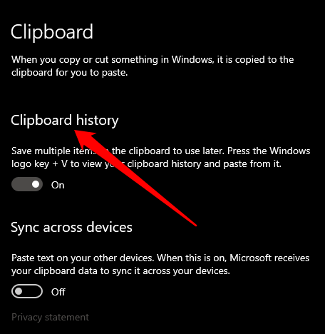 Com veure i esborrar l'historial del porta-retalls a Windows 10