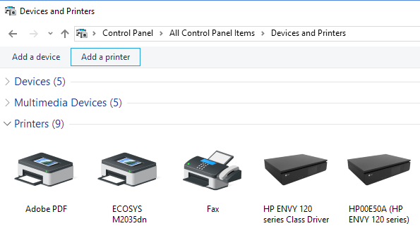 Vezeték nélküli vagy hálózati nyomtató hozzáadása a Windows 10 rendszerhez