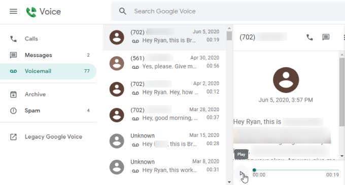 Kõneposti seadistamine Google Voice'is