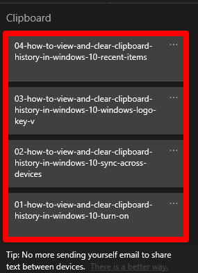Leikepöydän historian tarkasteleminen ja tyhjentäminen Windows 10:ssä
