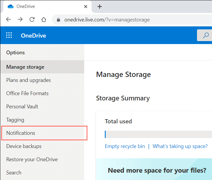 Com aconseguir que OneDrive deixi d'enviar records per correu electrònic