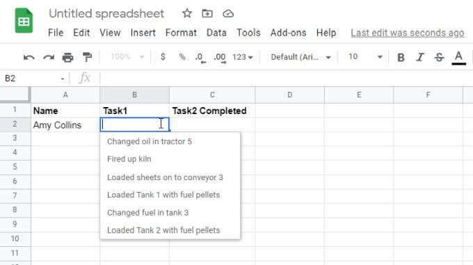 Slik bruker du rullegardinlister for Google Sheets