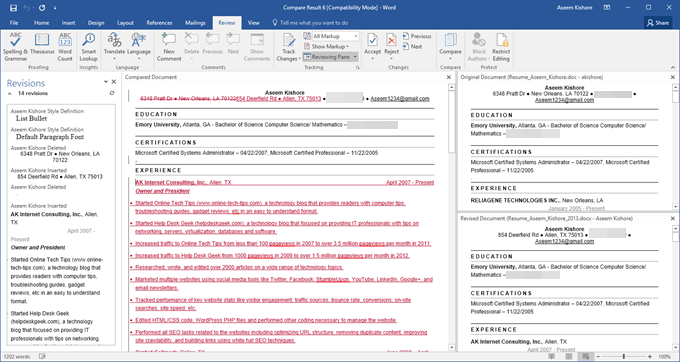 Com utilitzar Comparar i combinar documents a Word