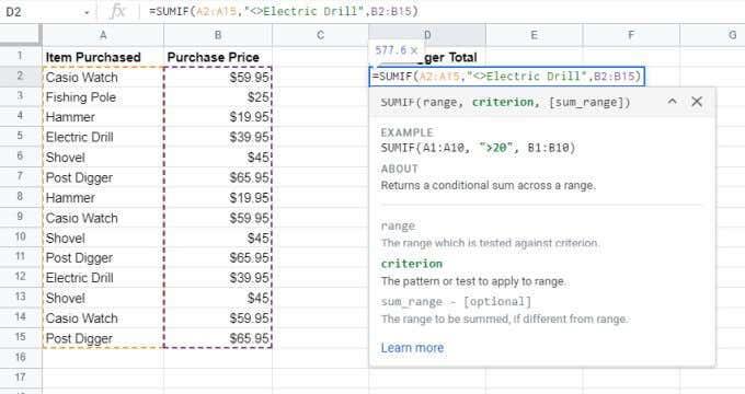 Slik bruker du SUMIF i Google Sheets