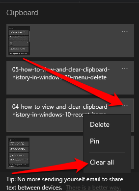 Como ver e borrar o historial do portapapeis en Windows 10