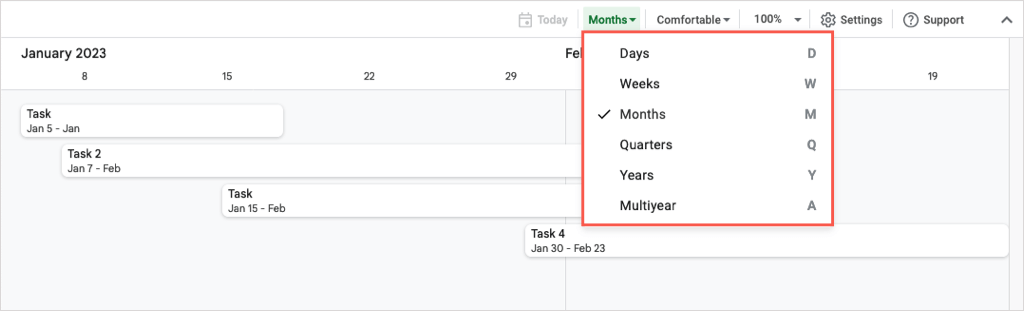 Com utilitzar la vista de cronologia de Google Sheets per gestionar projectes