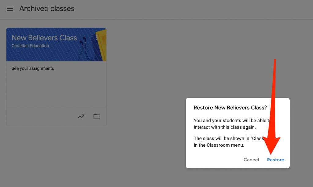 Google Classroomi arhiivimine või kustutamine