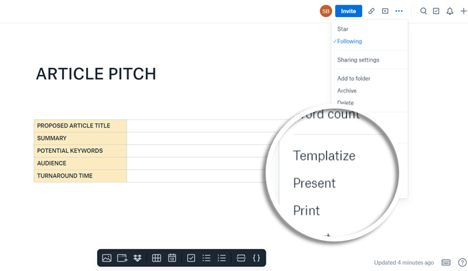 Com crear i utilitzar plantilles de paper de Dropbox