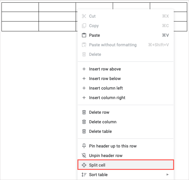 Tabeli lisamine, redigeerimine, sortimine ja poolitamine Google Docsis