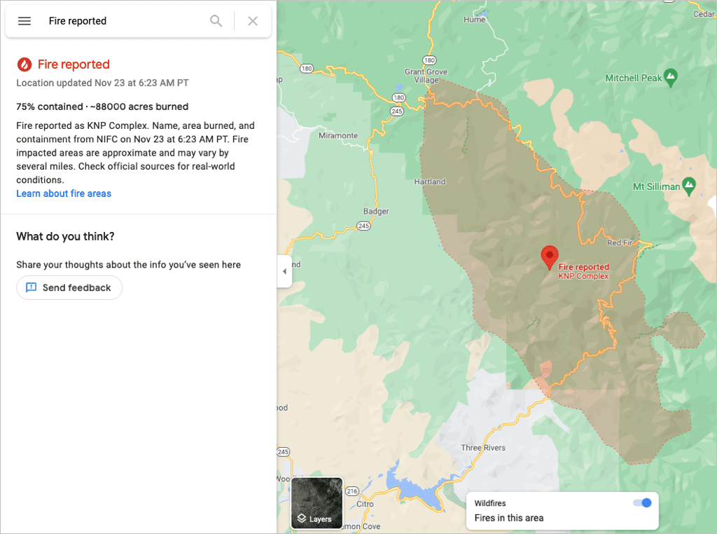 Kuidas kasutada Google Mapsi metsatulekahju jälgimist