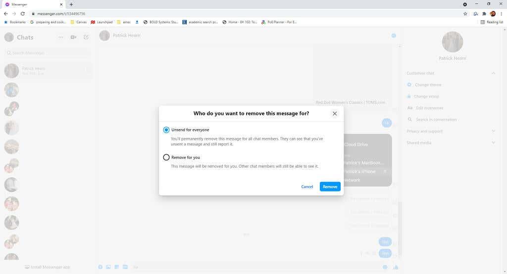 Com esborrar missatges de Facebook Messenger per a ambdues parts