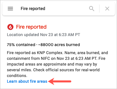 Com utilitzar el seguiment d'incendis forestals de Google Maps