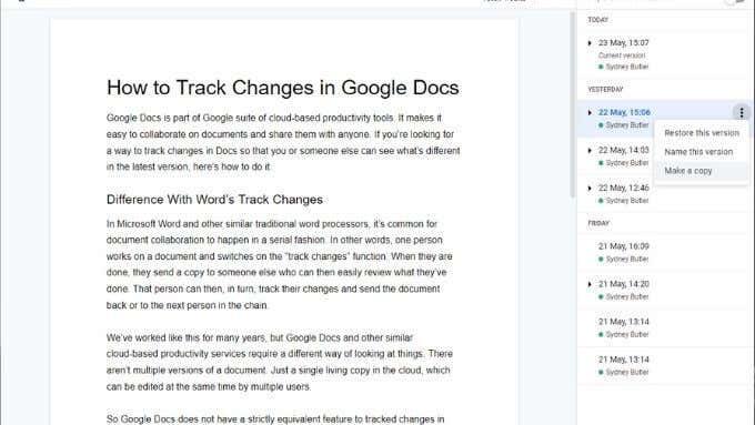 Com fer el seguiment dels canvis a Google Docs