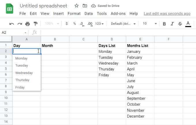 Slik bruker du rullegardinlister for Google Sheets