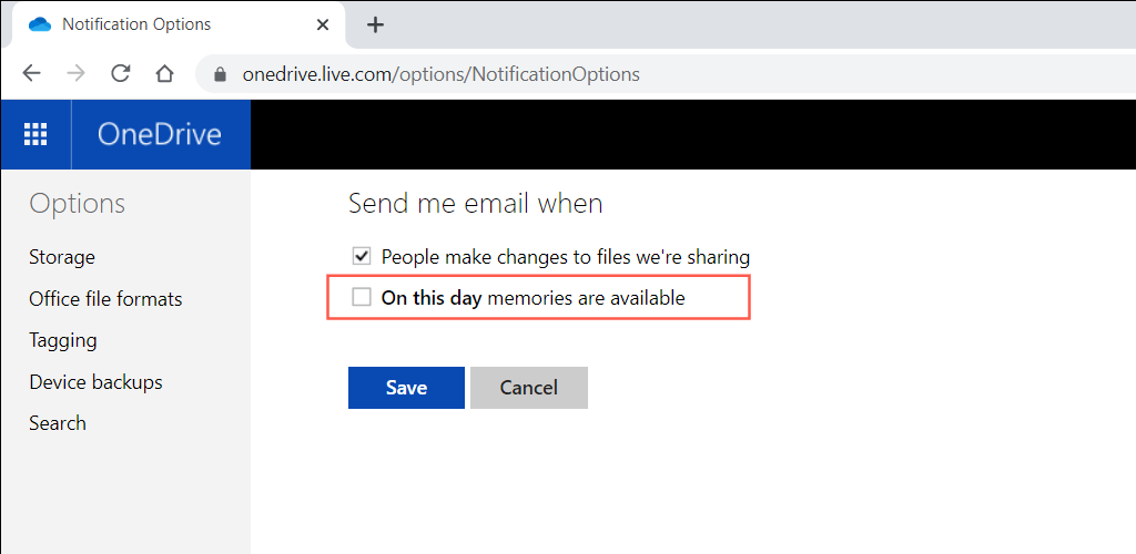 Si ta bëni OneDrive që të ndalojë dërgimin e kujtimeve me email