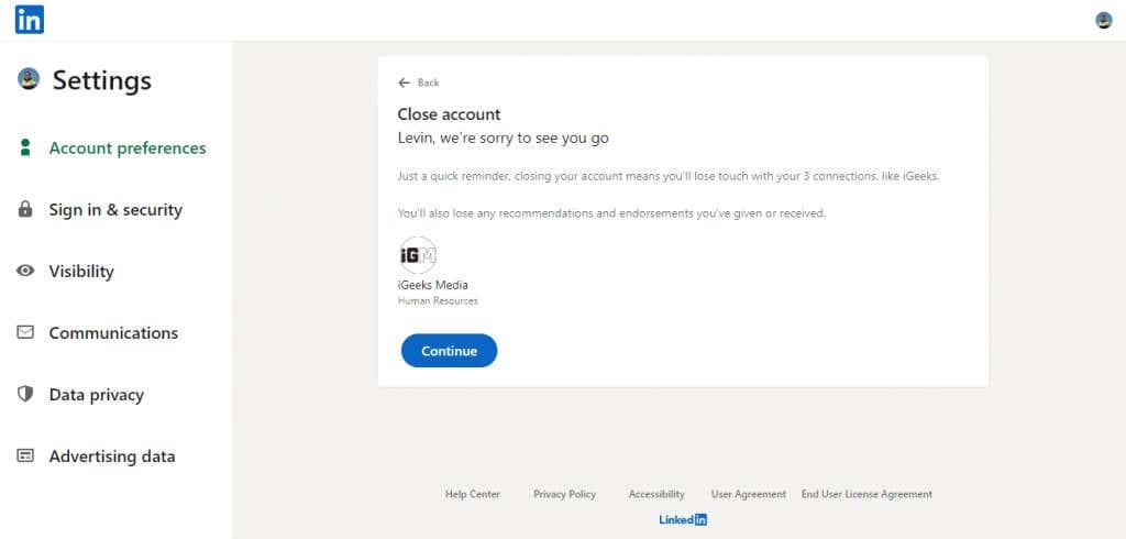 Si të fshini llogarinë tuaj në LinkedIn