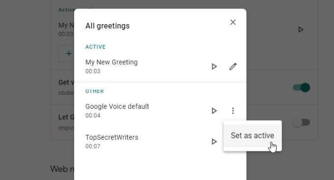 Kõneposti seadistamine Google Voice'is