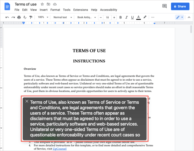 Com fer que Google Docs llegeixi documents en veu alta