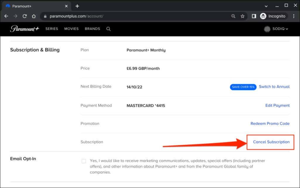 Paramount Plus-előfizetés lemondása bármely eszközön