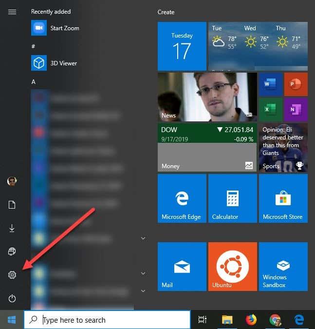 Kansioiden ja sovellusten näyttäminen tai piilottaminen Käynnistä-valikossa Windows 10:ssä