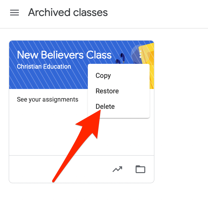 Google Classroomi arhiivimine või kustutamine
