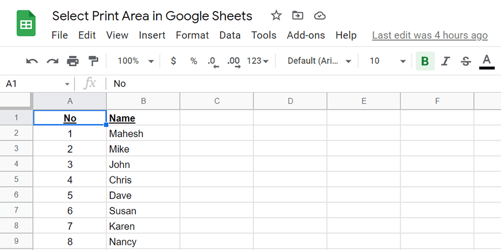 Com configurar l'àrea d'impressió a Google Sheets