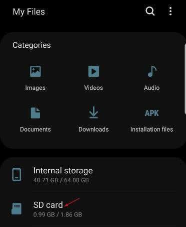 Fájlok átvitele az Android tárhelyről belső SD-kártyára