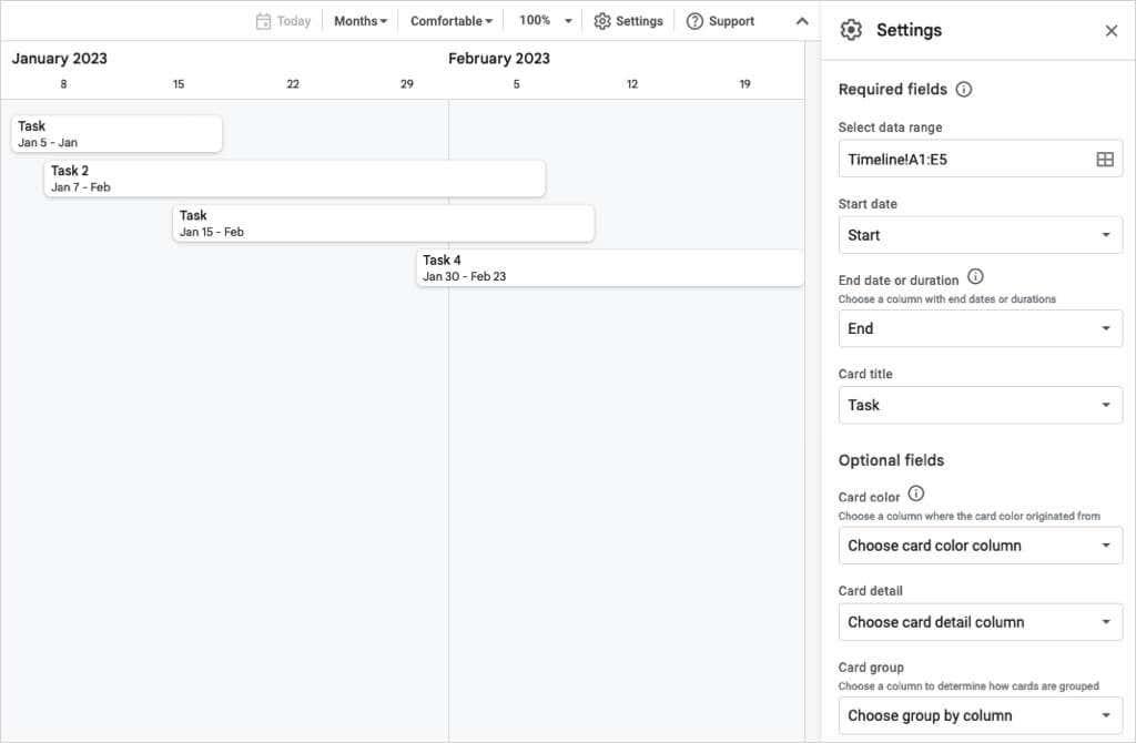 Com utilitzar la vista de cronologia de Google Sheets per gestionar projectes