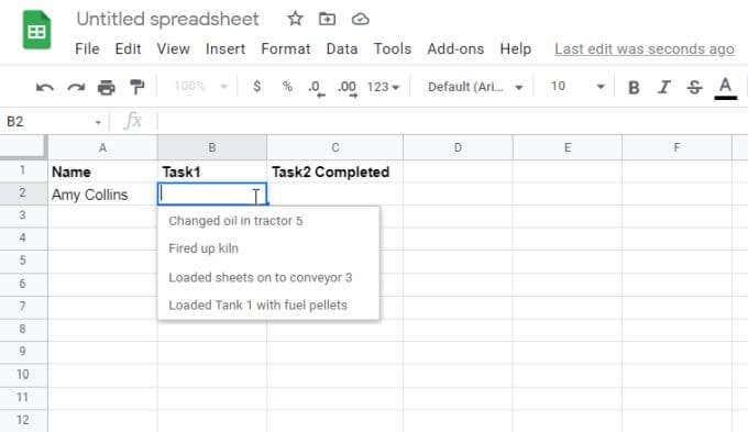 Slik bruker du rullegardinlister for Google Sheets