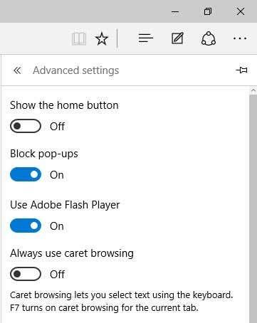 Adobe Flashin poistaminen käytöstä Microsoft Edgessä Windows 10:ssä